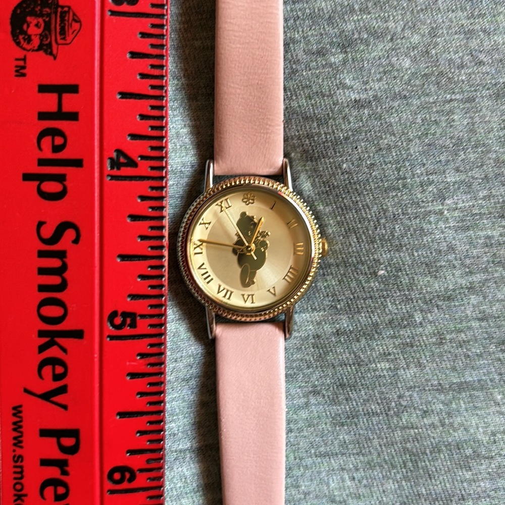 Winnie Pooh watch with soft pink leather band